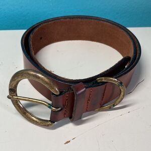 Aimee Lynn Womens Size M Brown Leather Belt Brass Buckle Fits 27 - 31" Waist